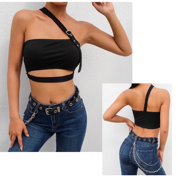 Buckle Strap Tube Tank Top NEW Black - Picture 5 of 10